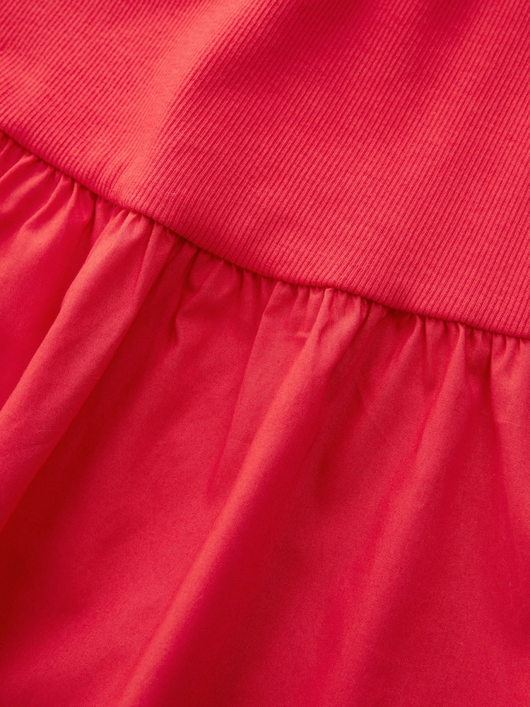 Red Square Neck Jersey 100% Cotton Summer Mini Dress - Image 6 of 6