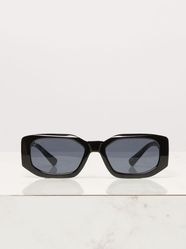 Lipsy Black Narrow Hexagon Frame Sunglasses - Image 2 of 4 Lipsy Black Narrow Hexagon Frame Sunglasses - Image 2 of 4
