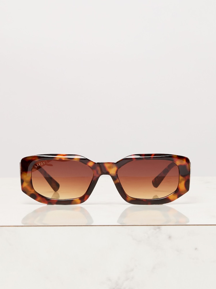 Lipsy Brown Narrow Hexagon Frame Sunglasses - Image 2 of 4