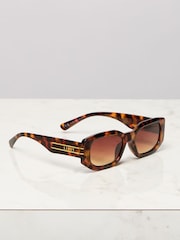 Lipsy Brown Narrow Hexagon Frame Sunglasses - Image 3 of 4