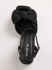Simply Be Black Wide Fit Plisse Bow Low Occasion Heels In Wide Fit - Image 7 of 7