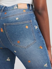 Simply Be Blue Slim Mom Fruit Embroidered Jeans - Image 4 of 5