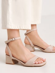 Simply Be Natural Wide Fit Barely There On Low Block Heels - Image 1 of 8