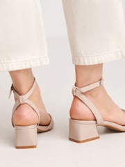 Simply Be Natural Wide Fit Barely There On Low Block Heels - Image 2 of 8