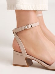 Simply Be Natural Wide Fit Barely There On Low Block Heels - Image 3 of 8