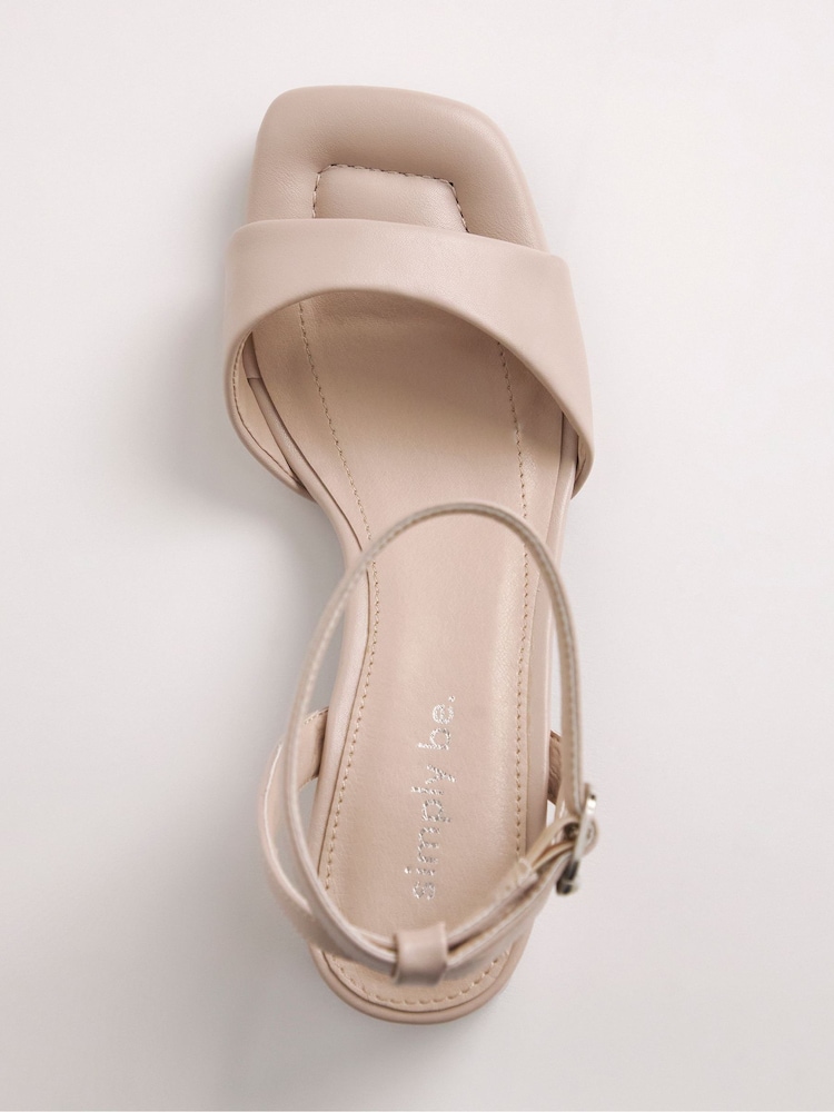 Simply Be Natural Wide Fit Barely There On Low Block Heels - Image 8 of 8