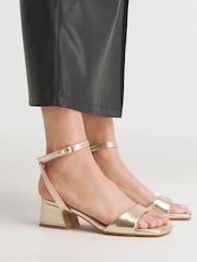 Simply Be Gold Wide Fit Barely There On Low Block Heels - Image 1 of 7