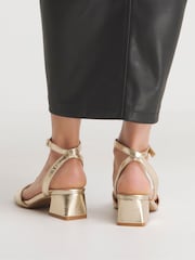 Simply Be Gold Wide Fit Barely There On Low Block Heels - Image 2 of 7