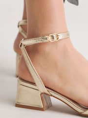 Simply Be Gold Wide Fit Barely There On Low Block Heels - Image 4 of 7