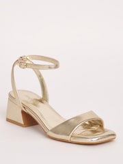 Simply Be Gold Wide Fit Barely There On Low Block Heels - Image 6 of 7
