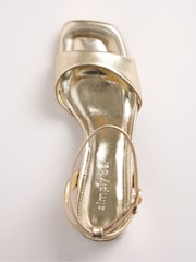 Simply Be Gold Wide Fit Barely There On Low Block Heels - Image 7 of 7