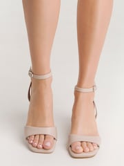 Simply Be Natural Barely There on Low Block Heels in Extra Wide Fit - Image 2 of 7