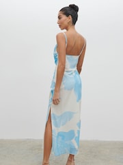 Pretty Lavish Blue & Cream Floral Keisha Ruched Midaxi Dress - Image 4 of 4