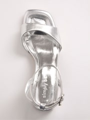 Simply Be Silver Barely There on Low Block Heels in Extra Wide Fit - Image 7 of 7