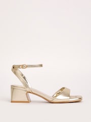 Simply Be Gold Barely There on Low Block Heels in Extra Wide Fit - Image 5 of 7