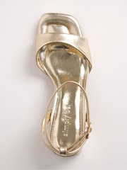 Simply Be Gold Barely There on Low Block Heels in Extra Wide Fit - Image 7 of 7