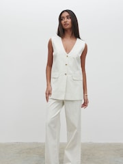 Pretty Lavish Pinstripe Harlee 100% Cotton Waistcoat - Image 1 of 6