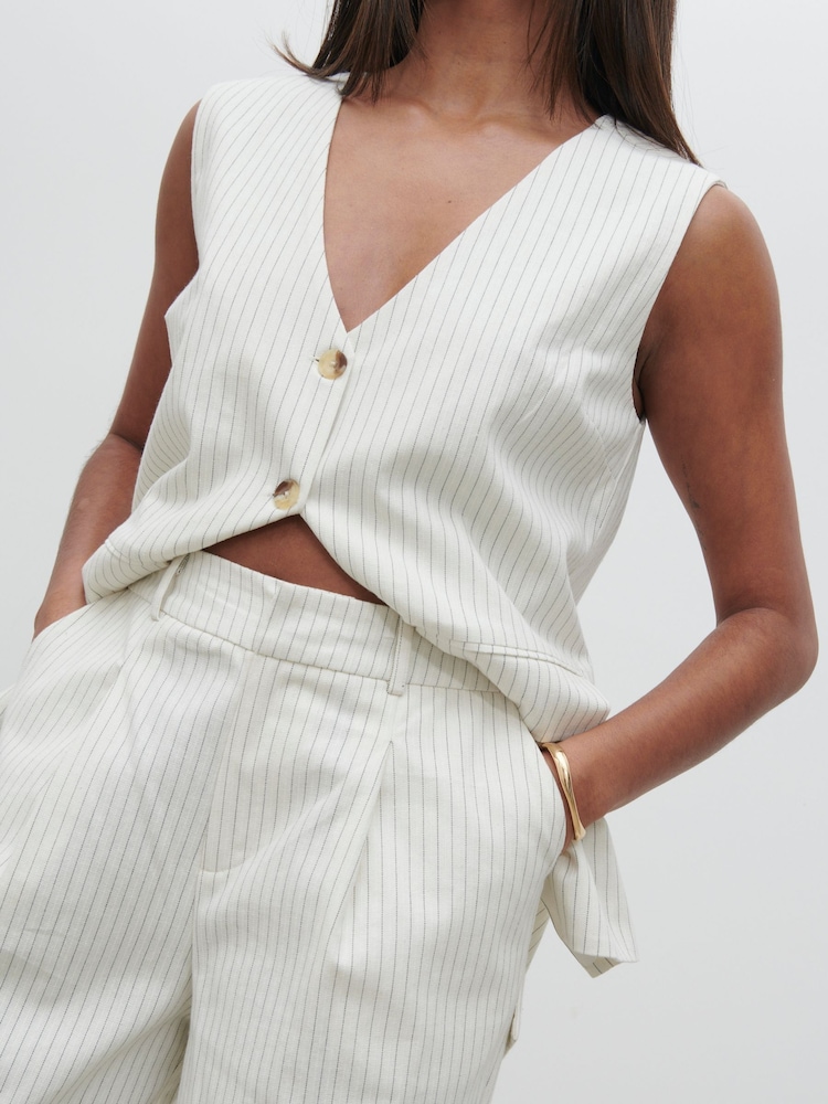 Pretty Lavish Pinstripe Harlee 100% Cotton Waistcoat - Image 2 of 6