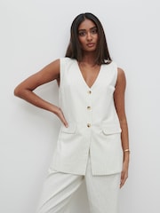 Pretty Lavish Pinstripe Harlee 100% Cotton Waistcoat - Image 6 of 6