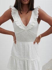 Pretty Lavish Cream 100% Cotton Opal Ruffle Midaxi Dress - Image 2 of 3