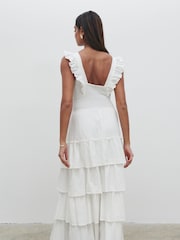 Pretty Lavish Cream 100% Cotton Opal Ruffle Midaxi Dress - Image 3 of 3