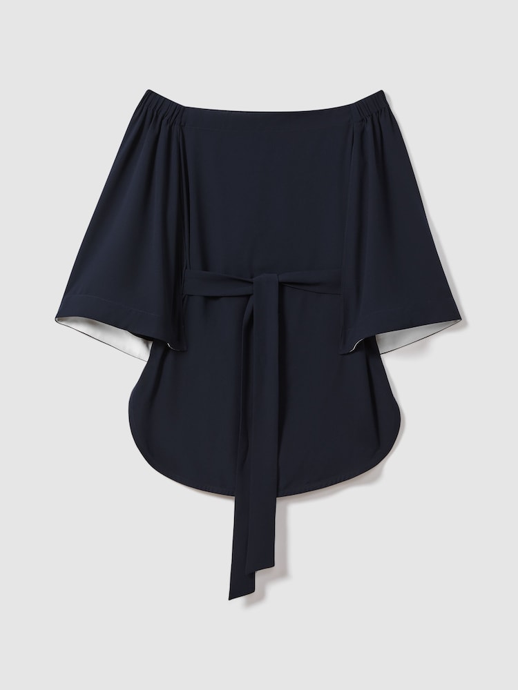 Reiss Navy Alexis Off-The-Shoulder Tunic - Image 2 of 6