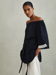 Reiss Navy Alexis Off-The-Shoulder Tunic - Image 3 of 6