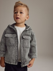 Grey 100% Cotton Denim Shacket (3mths-7yrs) - Image 1 of 9