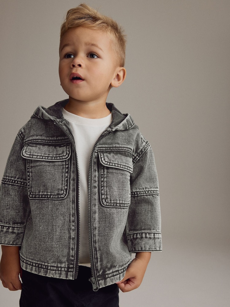 Grey 100% Cotton Denim Shacket (3mths-7yrs) - Image 1 of 9