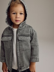 Grey 100% Cotton Denim Shacket (3mths-7yrs) - Image 4 of 9