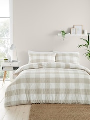 Fusion Natural Gingham Seersucker Duvet Cover Set - Image 1 of 3