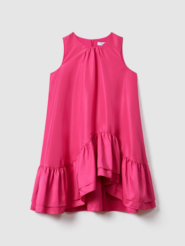 Reiss Bright Pink Cherie 13-14 yrs Layered High-Low Dress - Image 1 of 7