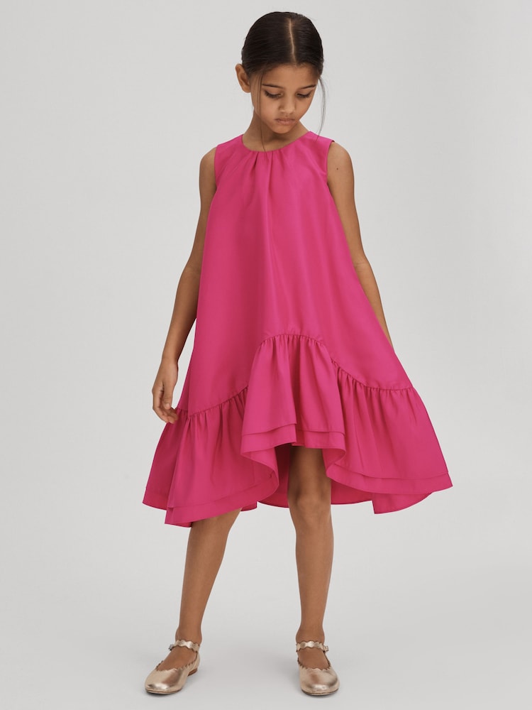 Reiss Bright Pink Cherie 13-14 yrs Layered High-Low Dress - Image 2 of 7