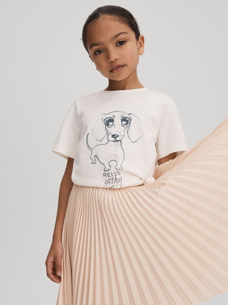 Reiss Pink Azalea 9-13 yrs Pleated Asymmetric Skirt - Image 1 of 4