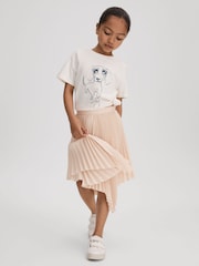 Reiss Pink Azalea 9-13 yrs Pleated Asymmetric Skirt - Image 3 of 4