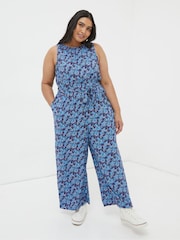 FatFace Purple Ink Floral Jumpsuit - Image 1 of 5