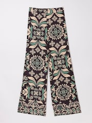 FatFace Black Isla Mosaic Leaf Wide Leg Trousers - Image 6 of 6