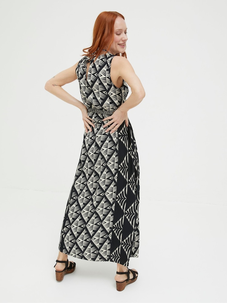 FatFace Harrie Black Geo Cut Out Midi Beach Dress - Image 2 of 6