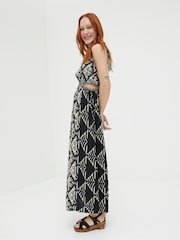 FatFace Harrie Black Geo Cut Out Midi Beach Dress - Image 3 of 6
