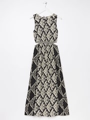 FatFace Harrie Black Geo Cut Out Midi Beach Dress - Image 6 of 6