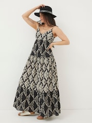 FatFace Marnie Black Mono Geo Beach Dress - Image 1 of 6
