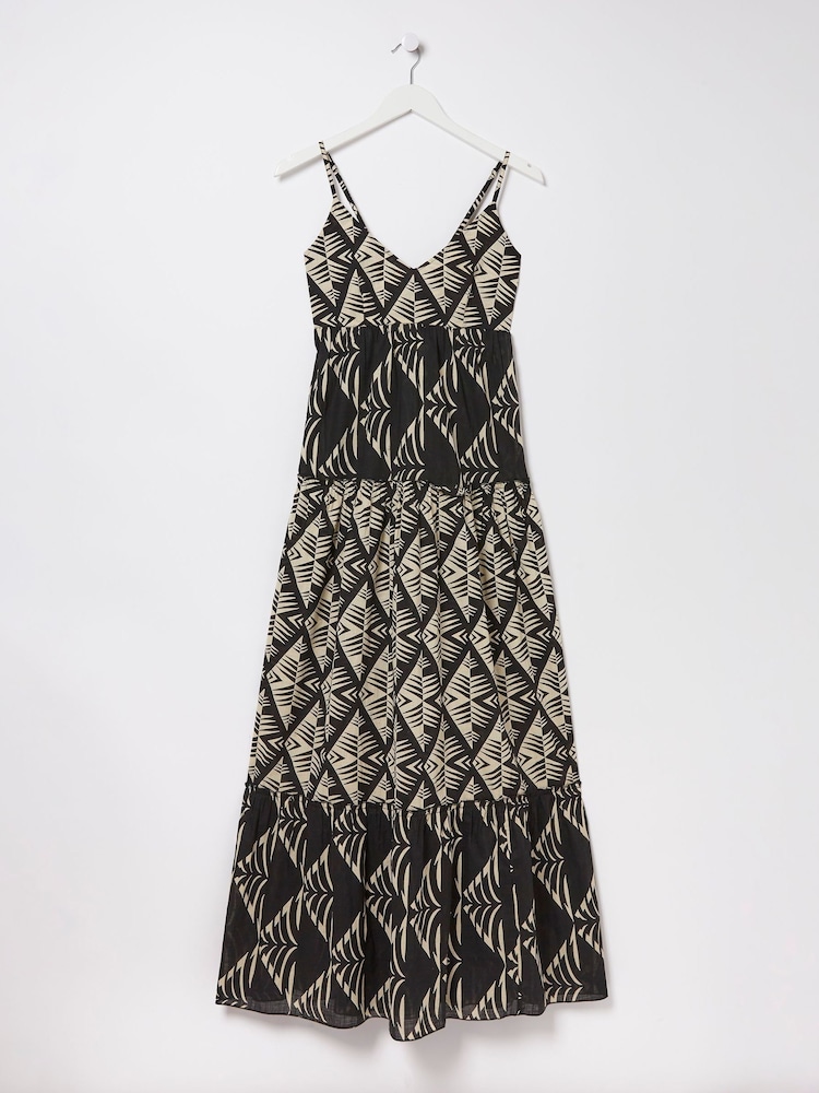FatFace Marnie Black Mono Geo Beach Dress - Image 6 of 6