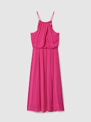 Reiss Pink Elliana Drape Front Midi Dress - Image 2 of 6
