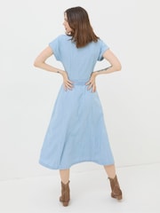 FatFace Blue Odette Denim Midi Dress - Image 4 of 7