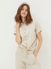 FatFace Cali Natural Linen Blend Shirt - Image 1 of 4