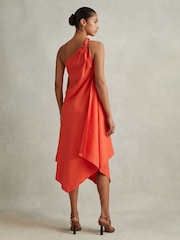Reiss Orange Jeanne One Shoulder Draped Midi Dress - Image 1 of 4