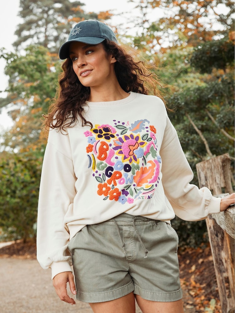 FatFace Alex Natural Art Floral Crew Sweatshirt - Image 1 of 7