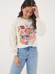 FatFace Alex Natural Art Floral Crew Sweatshirt - Image 2 of 7