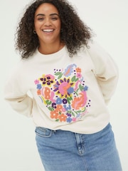 FatFace Alex Natural Art Floral Crew Sweatshirt - Image 4 of 7