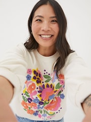 FatFace Alex Natural Art Floral Crew Sweatshirt - Image 5 of 7